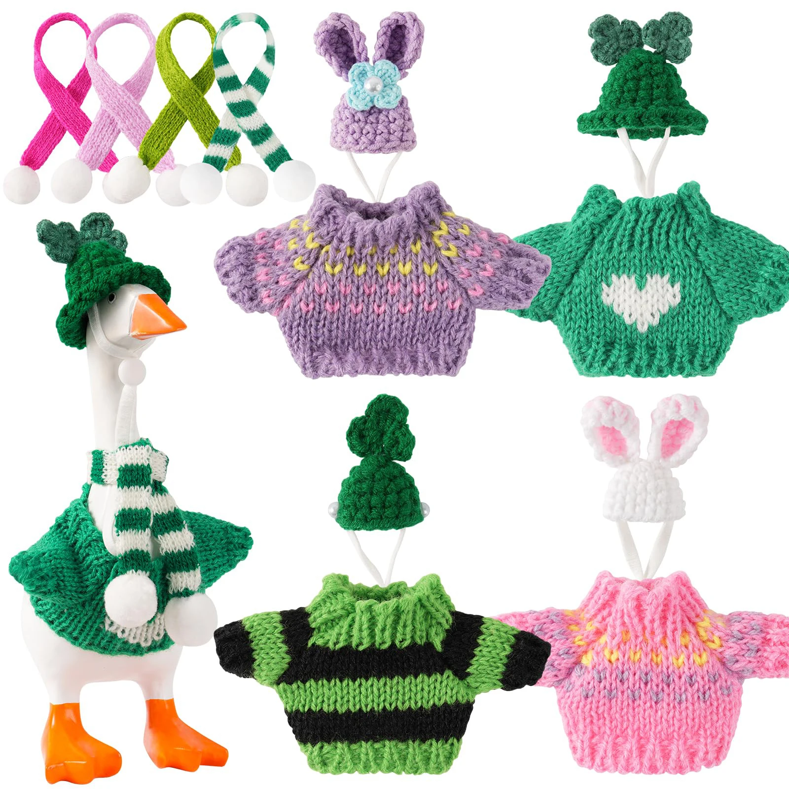 figurinha-de-ganso-de-mesa-de-7-polegadas-com-trajes-adoraveis-mini-fantasia-de-ganso-com-sueter-chapeus-e-cachecois-para-festas-e-decoracao-de-casa