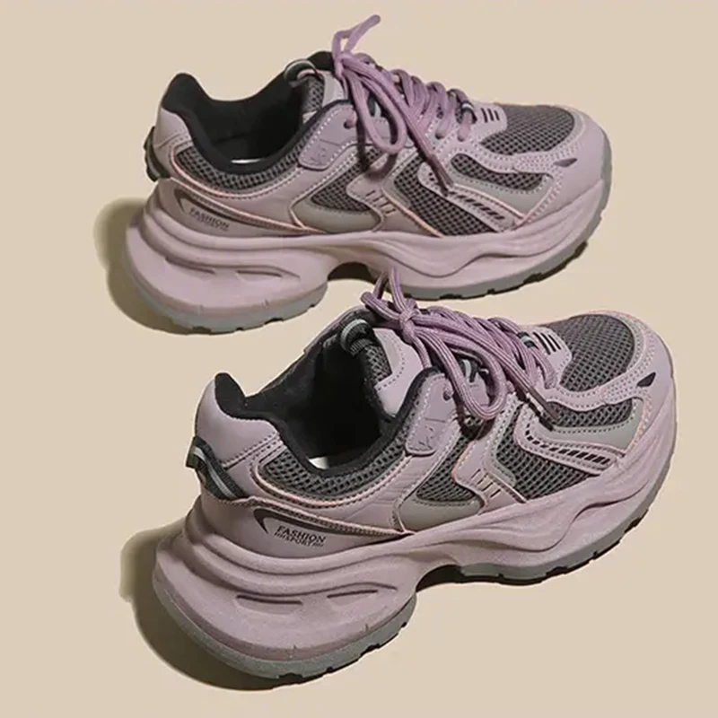 Nuove scarpe da ginnastica da donna scarpe vulcanizzate coreano femminile nero rosa piattaforma suola spessa scarpe Casual da corsa scarpe da tennis