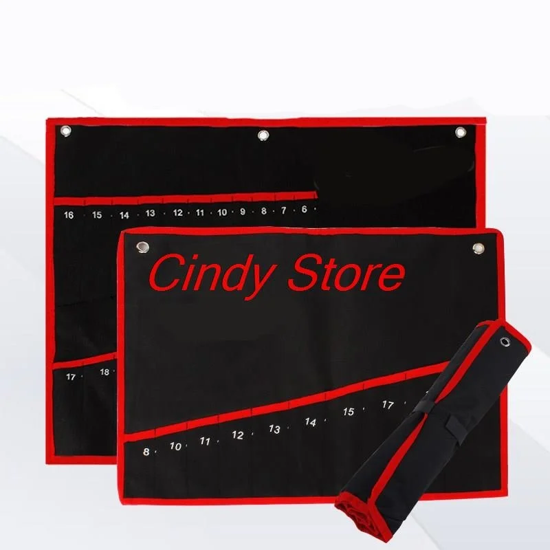 1pc Practical Canvas Tool Bag Wrench Tool Roll Up Foldable Spanner Organizer Pouch Case Hand Tool Storage Bag