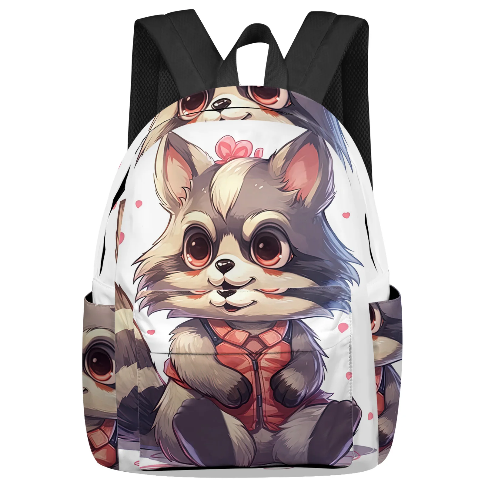 

Raccoon Heart Ear Tail Bow Backpacks Student Casual Travel Large Handbags High Capacity Schoolbag Teenager Bookbag