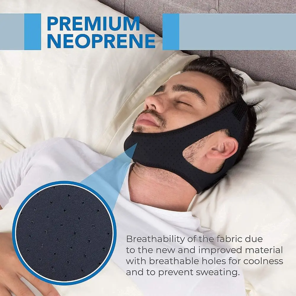 Adjustable Anti Snoring Chin Strap Mouth Shut Breathable Sleep Chin Strap Snore Reduction Comfortable Sleep Aid Strap