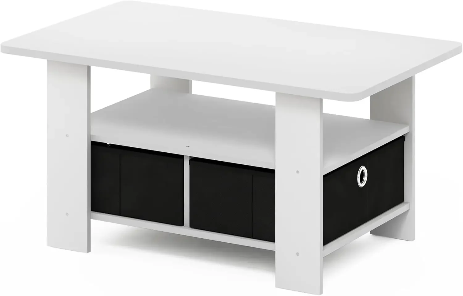 Mesa de centro, 18,9 (P) x 31,5 (L) x 15,6 (A) polegadas, Branco/Preto