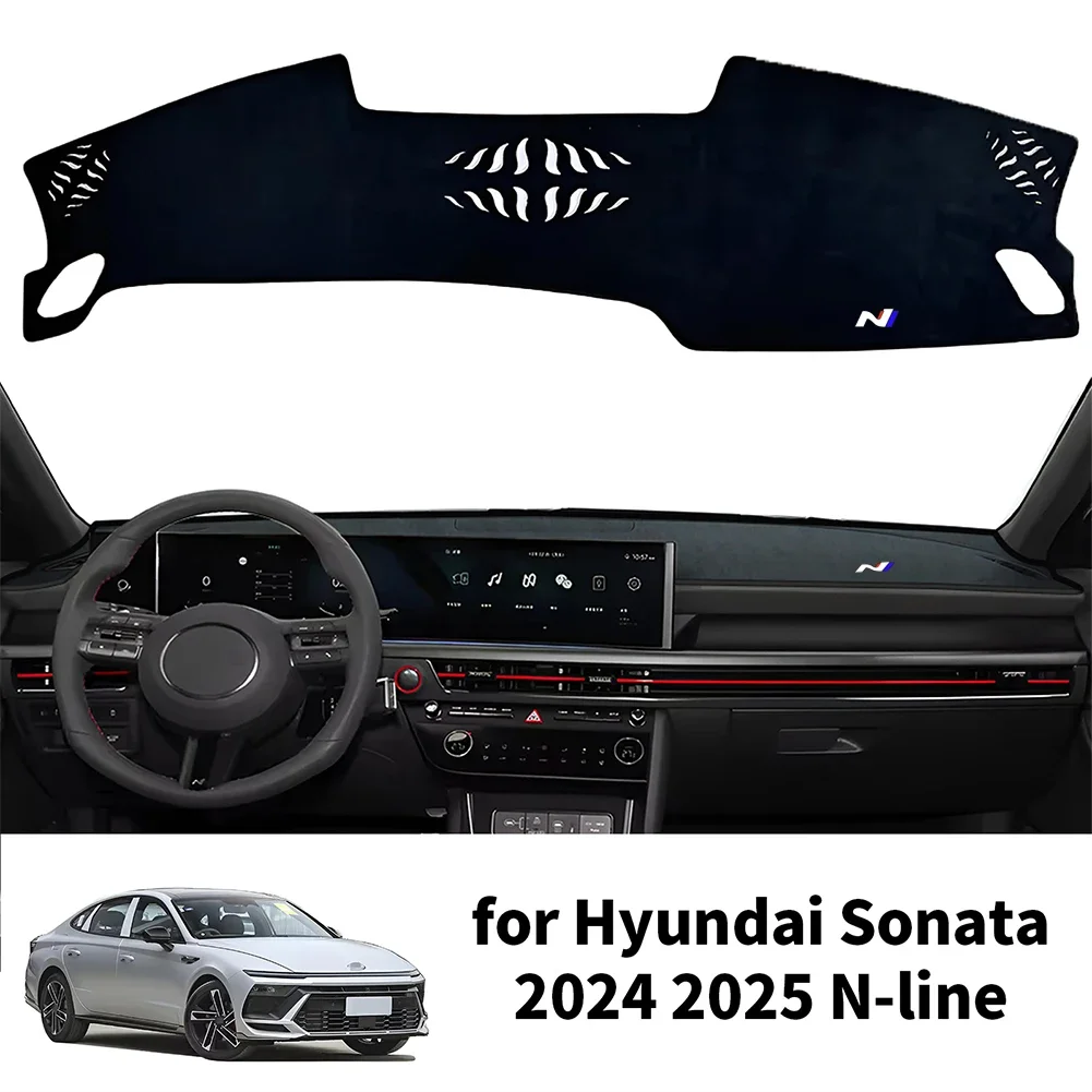 

Накладка на приборную панель для Hyundai Sonata 2024-2025 N-line (без HUD) – противоскользящий солнцезащитный коврик-накидка