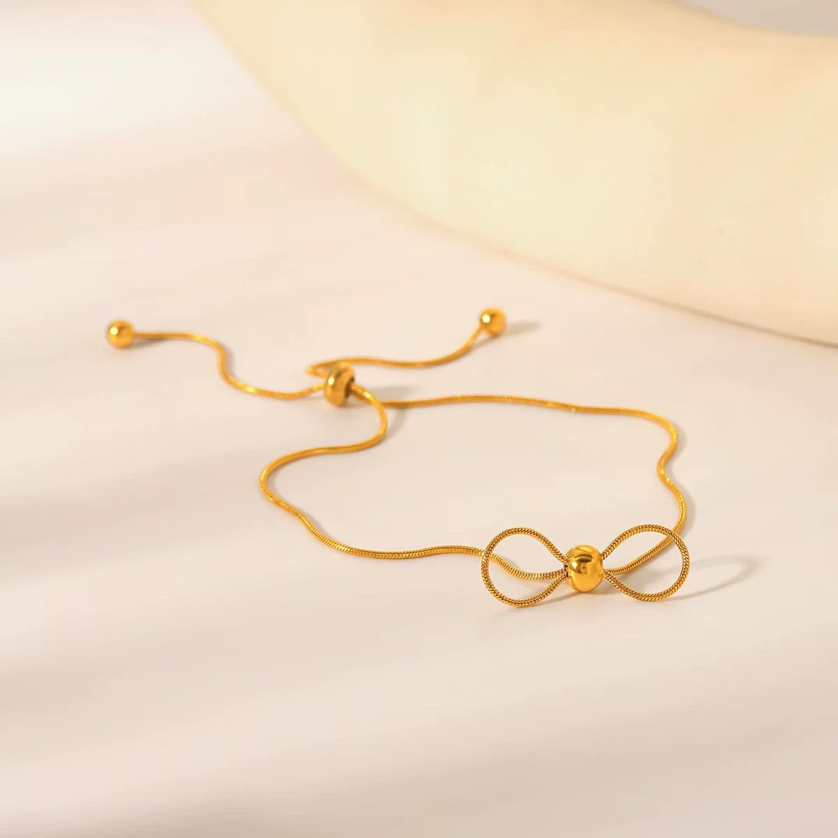 

316L Stainless Steel Adjustable Bowknot Beads bracelet Women SimpleSweet Jewelry Set Gifts