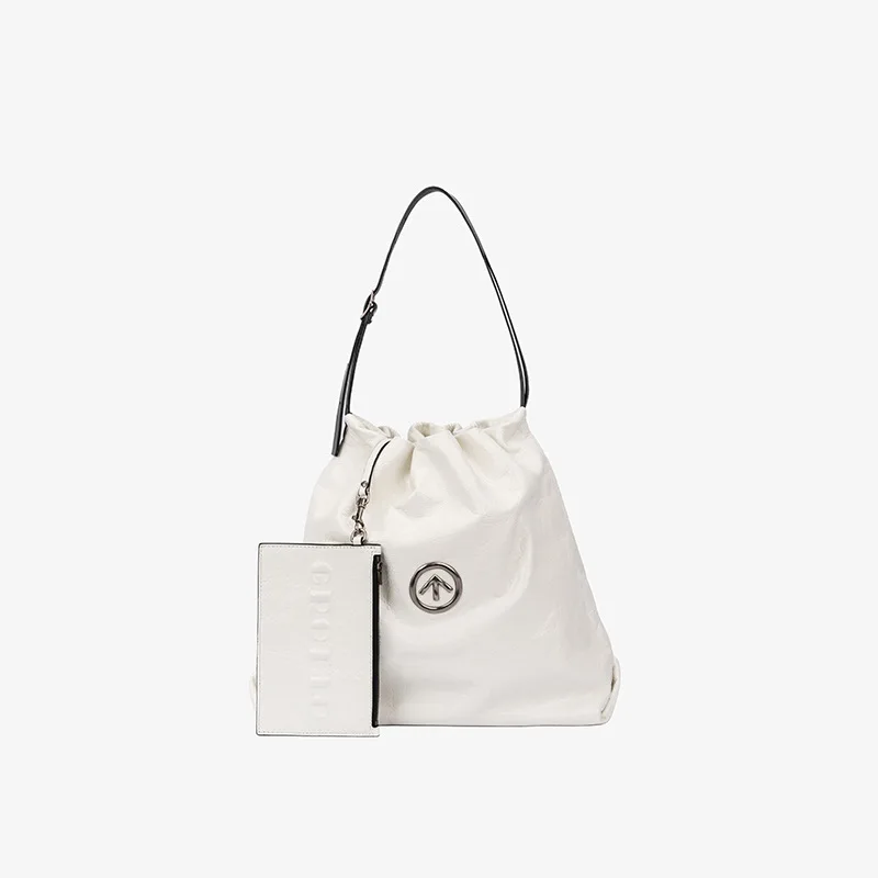 GROTTO Genuine Leather Garbage Bag Casual Large Capacity Medium Size Mother and Child Bag Single Shoulder Crossbody Soft Bag