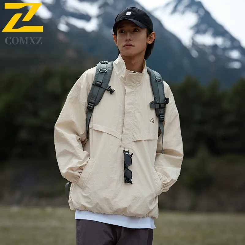 

COMXZ Мужская универсальная зимняя куртка 2025 Новая свободная куртка с воротником-стойкой для пешего туризма Утолщенное ветрозащитное пальто Уличная зимняя лыжная легкая парка