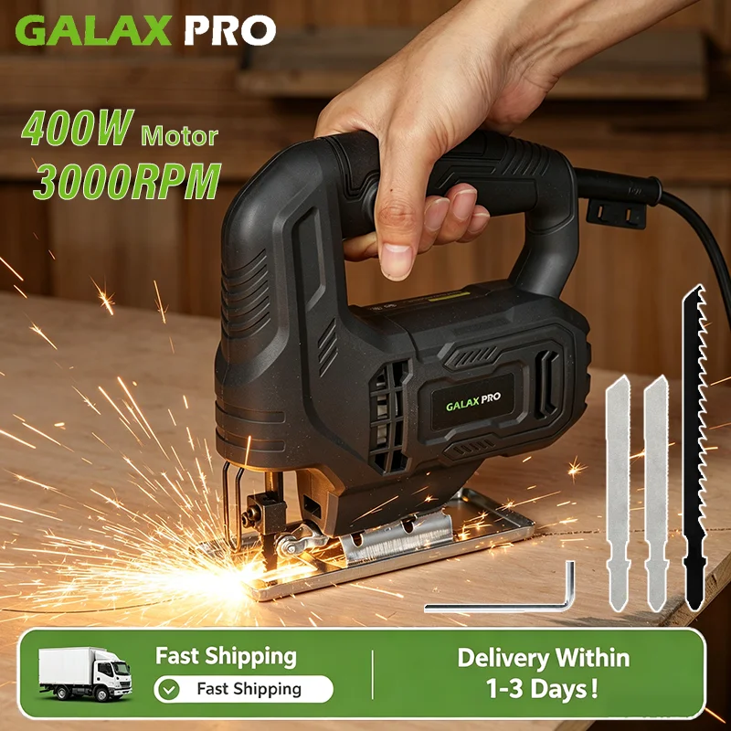 Image of GALAX PRO Stichsäge 400W Leistungsstarker Motor Elektrische Säbelsäge 3000 U/min Einstellbar ±45° ° Abgeschrägter Schnitt für Tischler DIY Holzbearbeitung