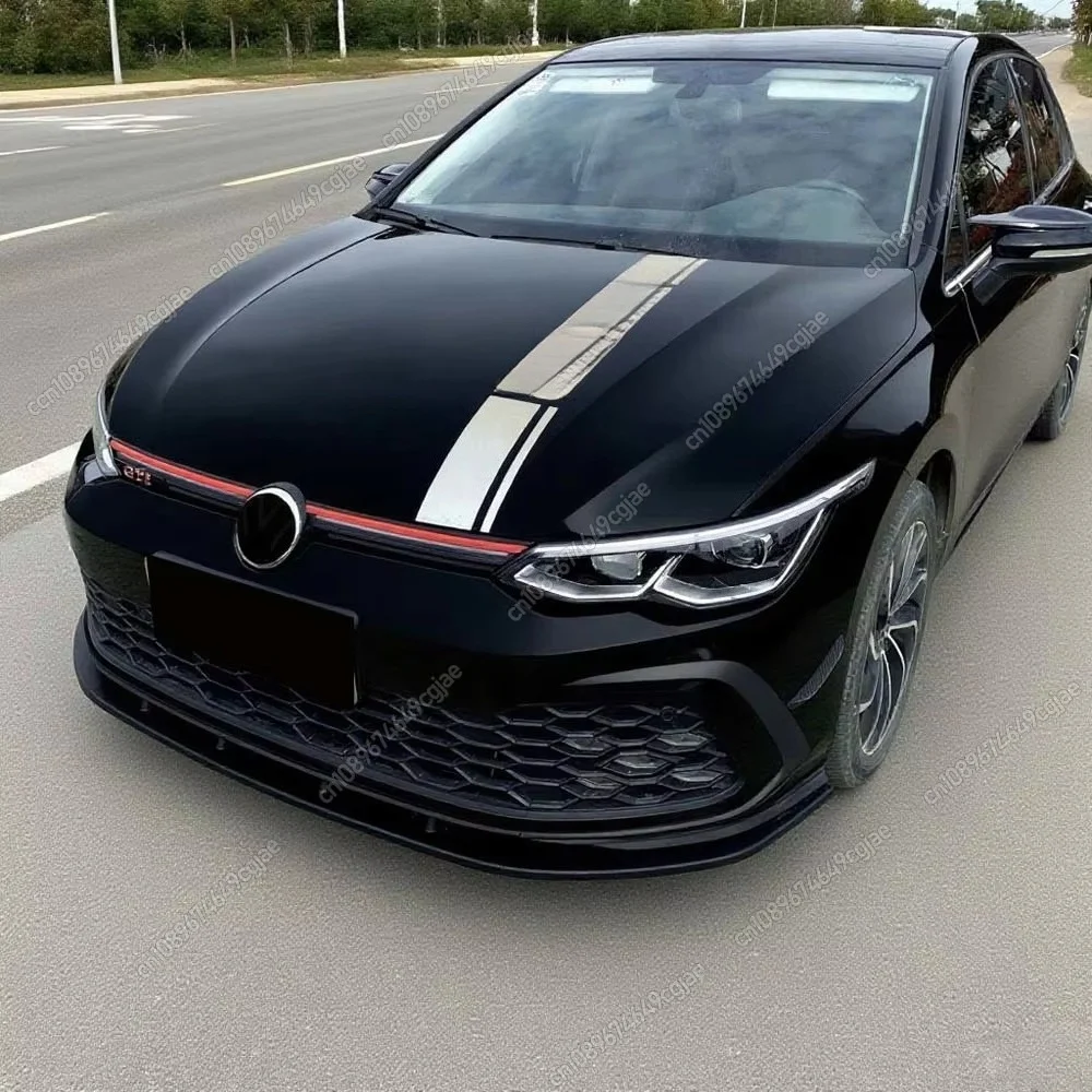 For VW Golf 8 MK8 GTI GTD GTE R-line 2020 To 2024 Body Kit Gloss Black Maxton Style Car Front Bumper Lip Spoiler Splitter Tuning