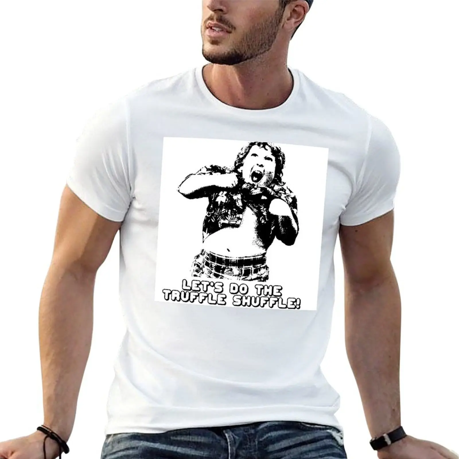 Funny Retro Truffle Shuffle Meme Gif Shirt Goonies T-Shirt Work Short Sleeve Cotton Top