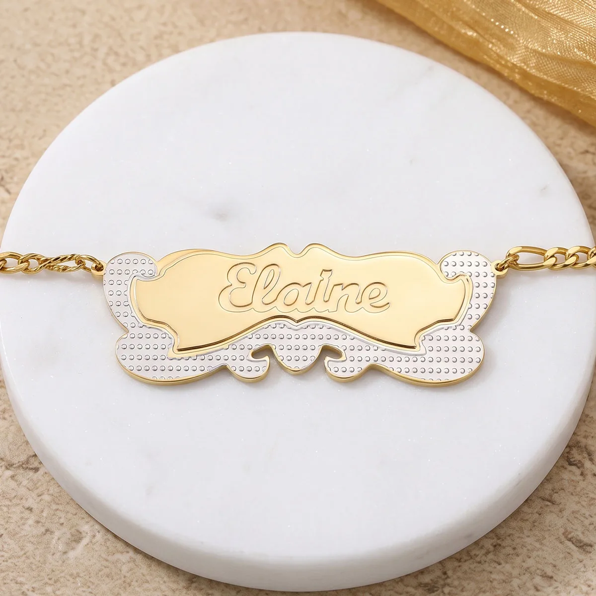 

Customized Name Stainless Steel Single Layer Necklace Personalized Two Color Necklaces For Wome Valentine's Day Anniversary Gift