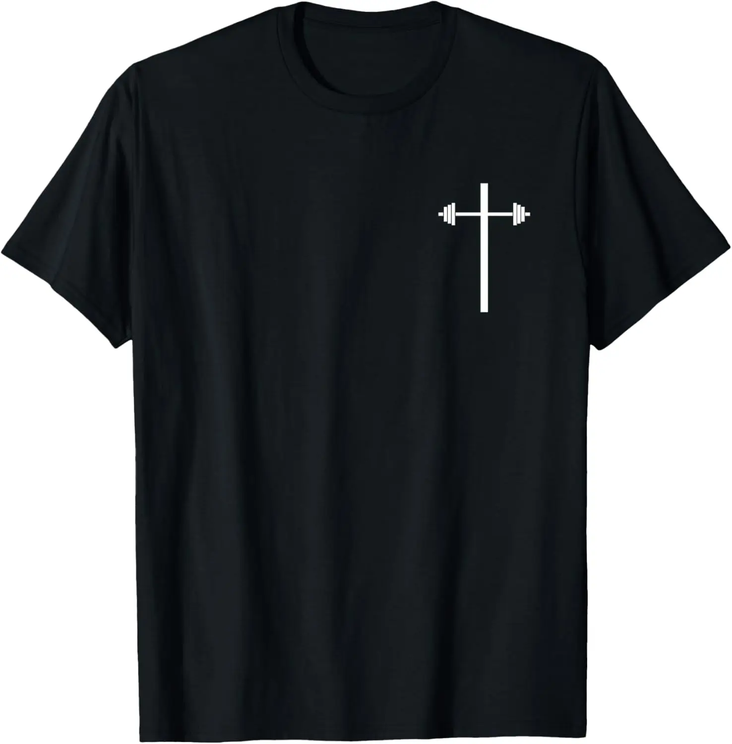 Asian size Dumbbell Cross-Pattern Printed Pocket T-Shirt, Custom Printed Graphic T-Shirt, Graphic T-Shirt, Men’s Athletic Shirt