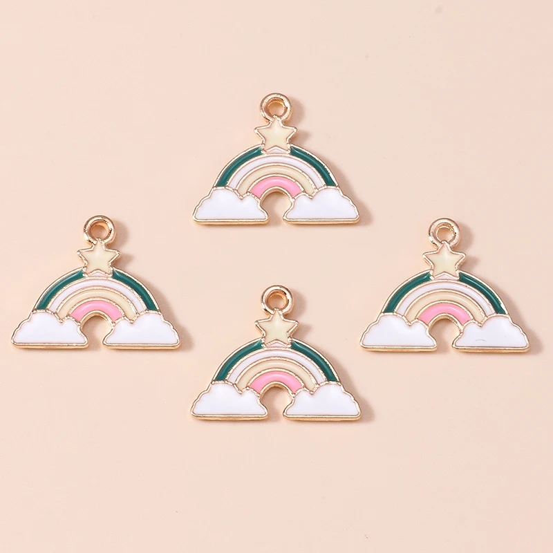 20 Stück 18x15mm Niedliche Emaille-Stern-Regenbogen-Anhänger für die Herstellung von Ohrringen, Halsketten, Armbändern, DIY-Bastelarbeiten und Schmuckzubehör – Detail 4