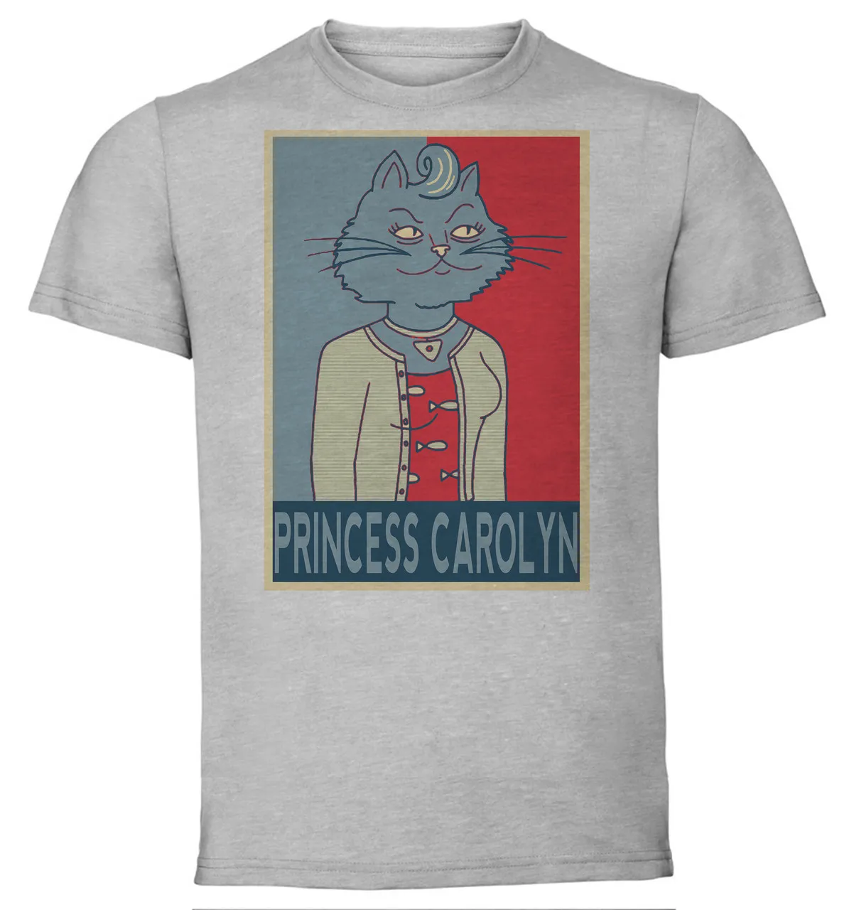 T-Shirt Unisex Szary Propaganda Bojack Księżniczka Carolyn