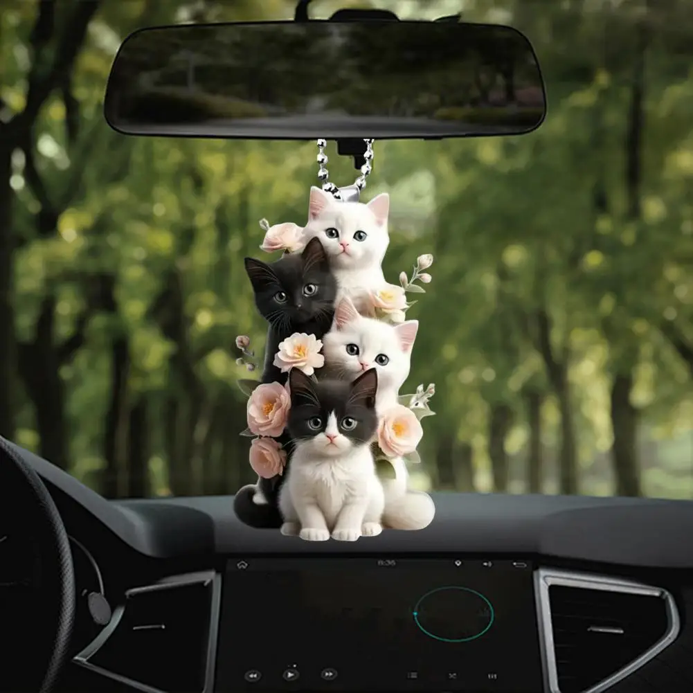 

Cat Pendant Decoration Adorable Cat Hanging Ornament for Car Rearview Mirror Cute Xmas Tree Pendant with Lanyard Easy to for Cat