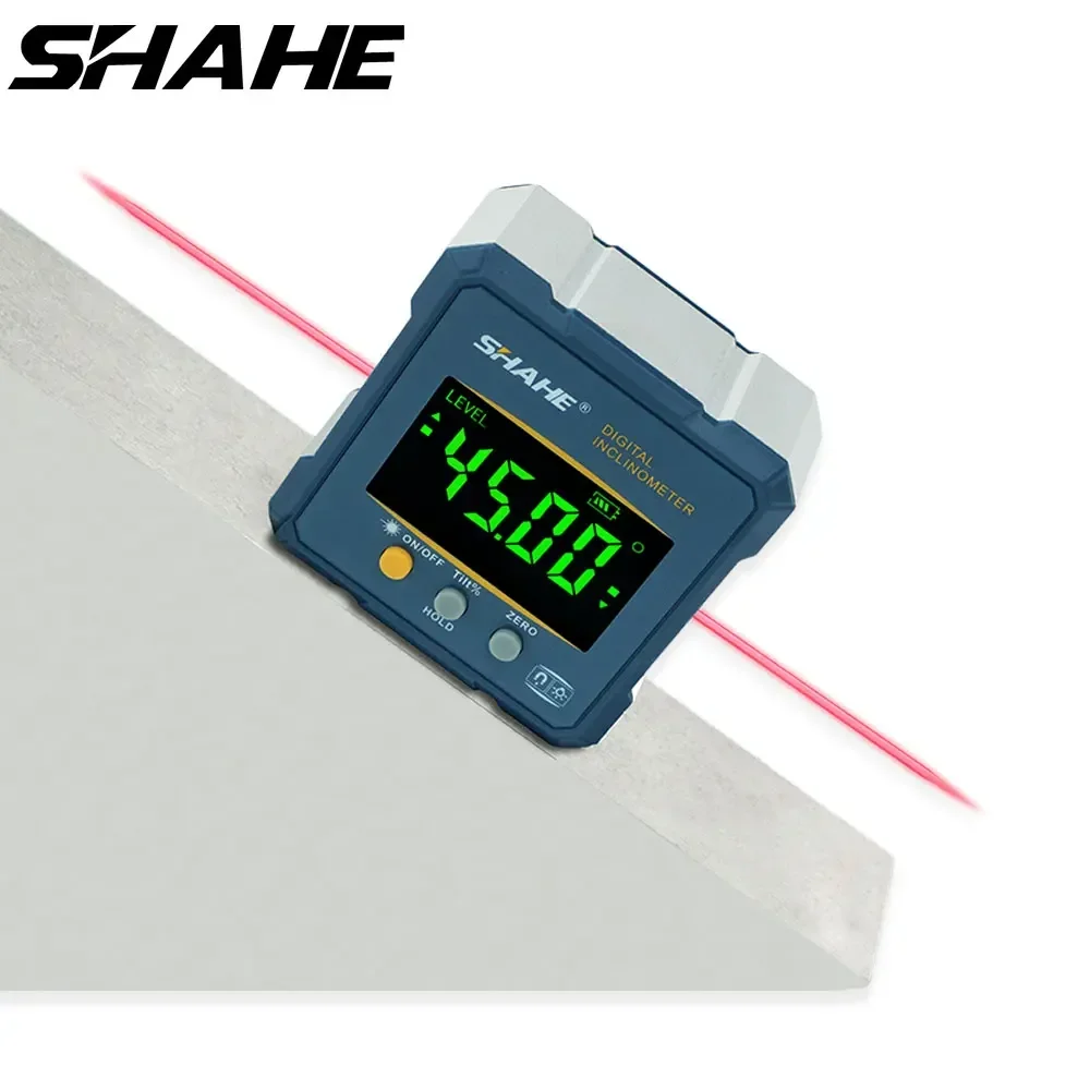 SHAHE Digital Angle Finder Electronic Level Laser Digital Level Protractor Inclinometer Angle Gauge Rechargable Level Box