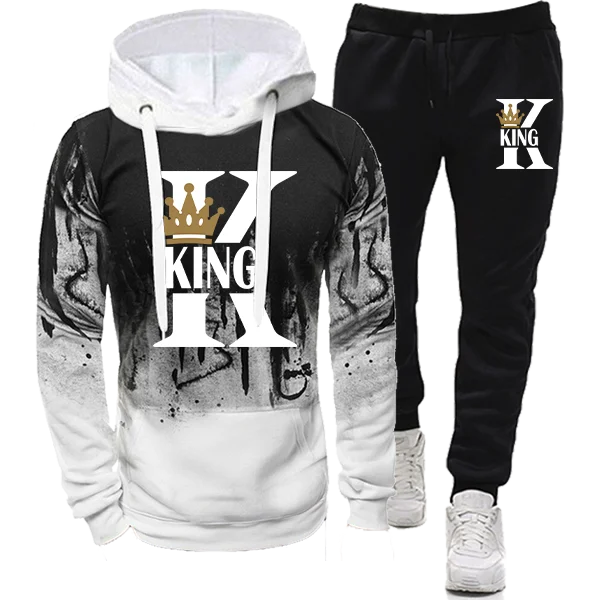 New in Hoodies and Blouses Splash Ink Sweatshirt Unisex Suit Sportswear Men\'s Set of Two Pieces for Men Man Clothes Sports Suits