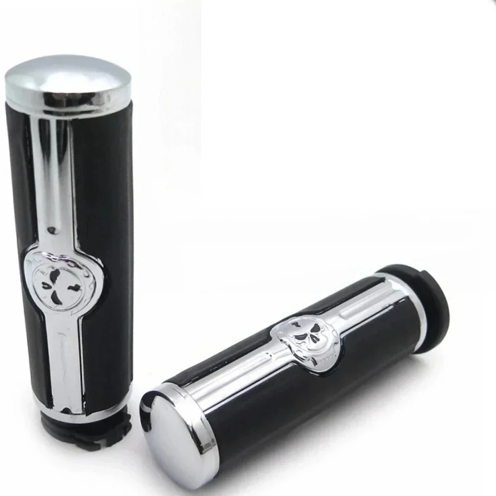 

Vintage Skull Hand Grips Set, 1" Handlebar Accessory, Modified Parts for Harley Motorcycles
