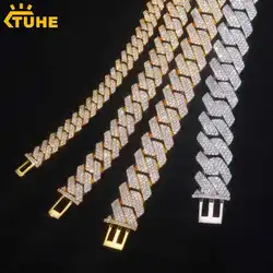 Hiphop/Rock Necklaces Full Miami Curb Link Necklace Men 9mm-14mm-20mm-25mm Bracelet For Men Jewelry High Quality