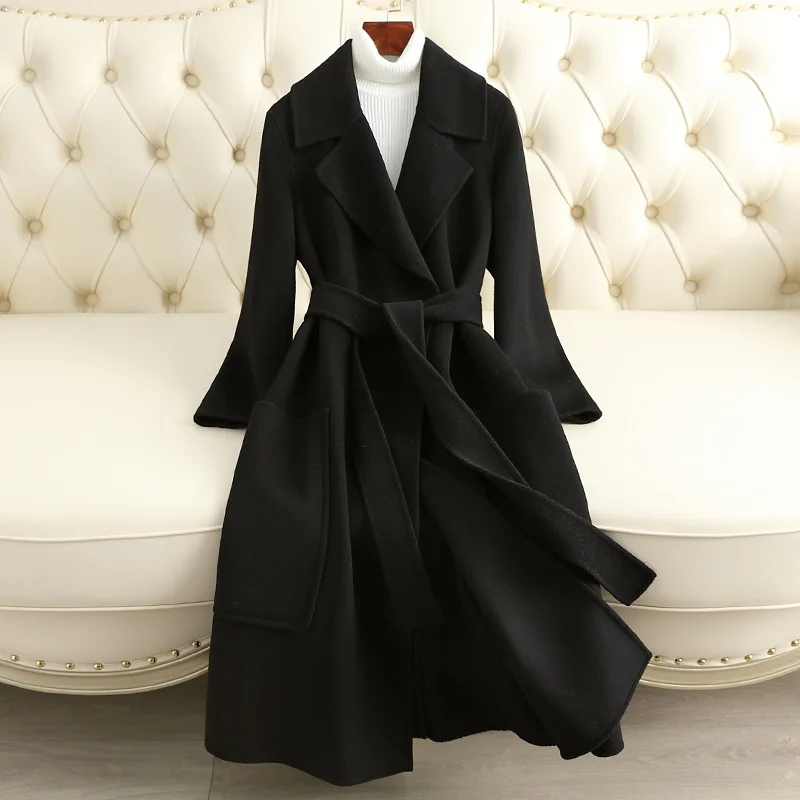 Double-sided Woolen Coat Women's Long Over-knee Slim-fitting And Thin Cashmere Coat 2026 New Coat Women's Wholesale