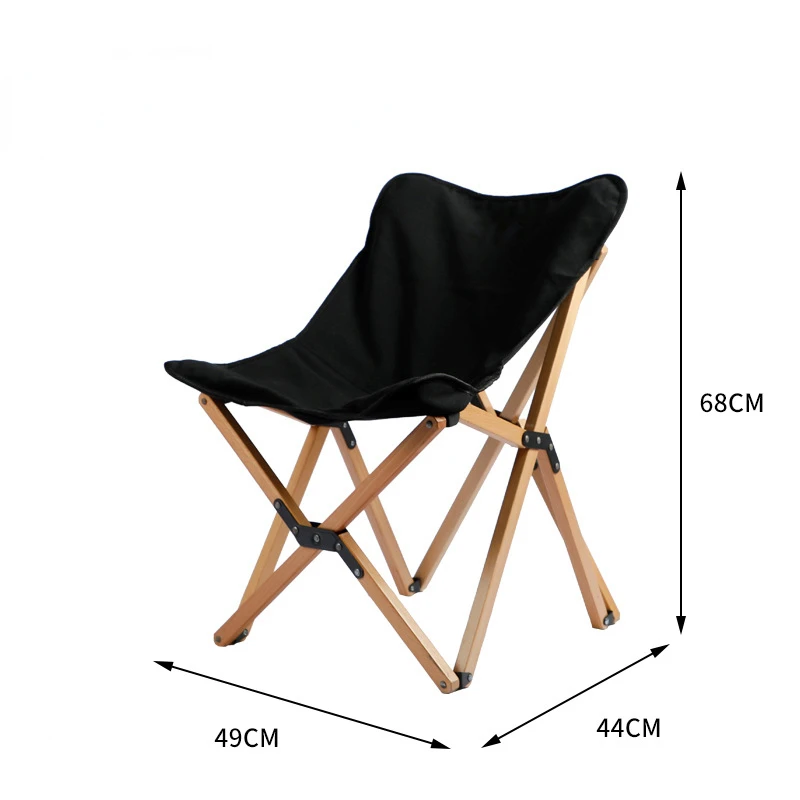 Outdoor Draagbare Camping Stoel Met Rugleuning Vouwen Massief Houten Doek Toeristische Camping Draagbare Grote Ontspannen Fauteuils Seat