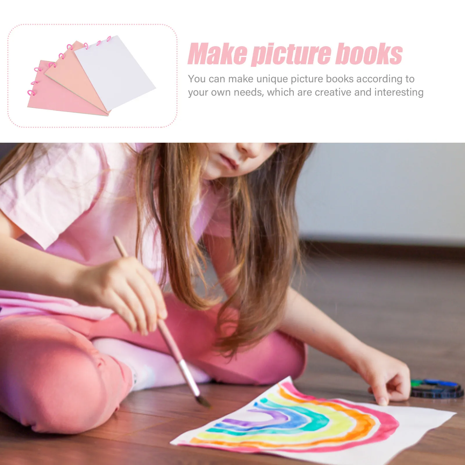 3Sets DIY Hand-Painted Book Making Material Blank Thick Paper for Sketch Doodle Photo Display Creative Painting Supplies