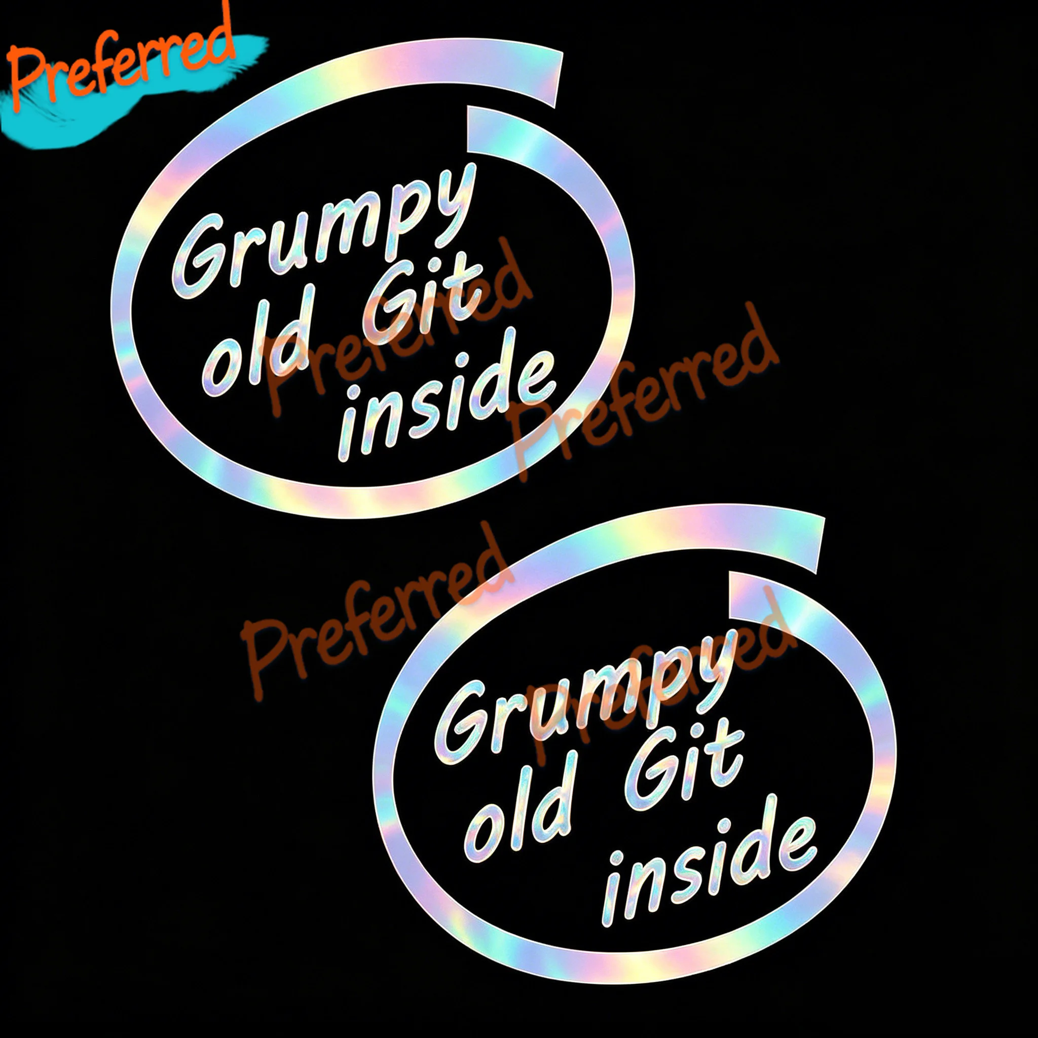 

2x Grumpy Old Git Inside Bumper Sticker Vinyl Laptop Car Van Window Stickers Customizable in Any Sticker Size -No Background