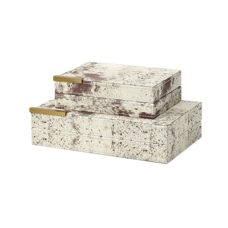 

Creative imitation cow pattern leather jewelry box villa cloakroom dresser decoration