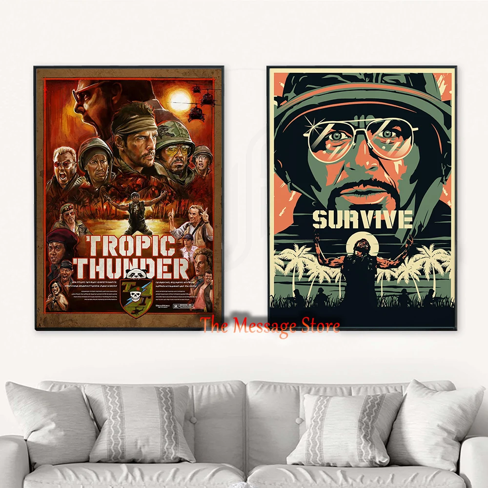 Tropic Thunder Poster Movie Wall Art Classic Action Humor Adventure Movie Covers Poster Canvas Painting Wall Pictures Home Decor