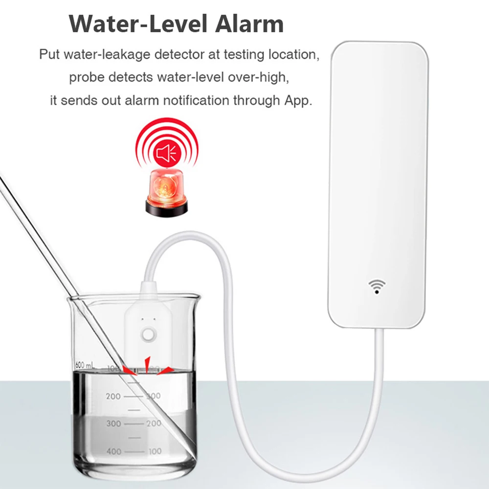 Tuya WiFi Zigbee مستشعر تسرب المياه، كاشف المياه، تنبيهات إشعار تطبيق Smartlife، إنذار تسرب الفيضانات المائية لأمن المنزل