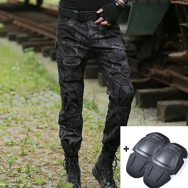 Tactical Pants Camouflage Cargo Pants Men Knee Pad Military Airsoft Camouflage Clothes Hunter Field Hiking Trouser Woodland