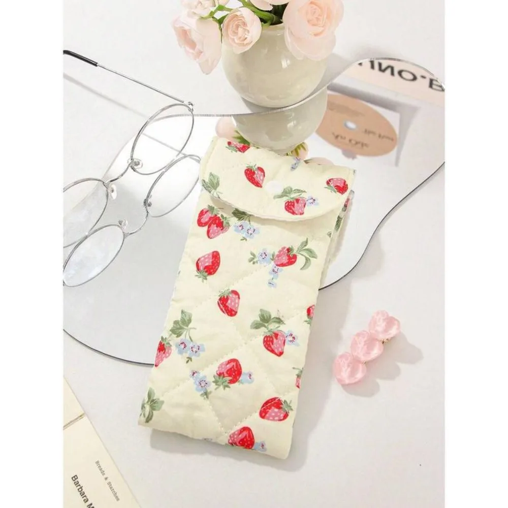 

New Pink Heart Small Glasses Bag Flower Bear and Strawberry Pencil Pouch Sweet Cute Women Makeup Bag Women Girl