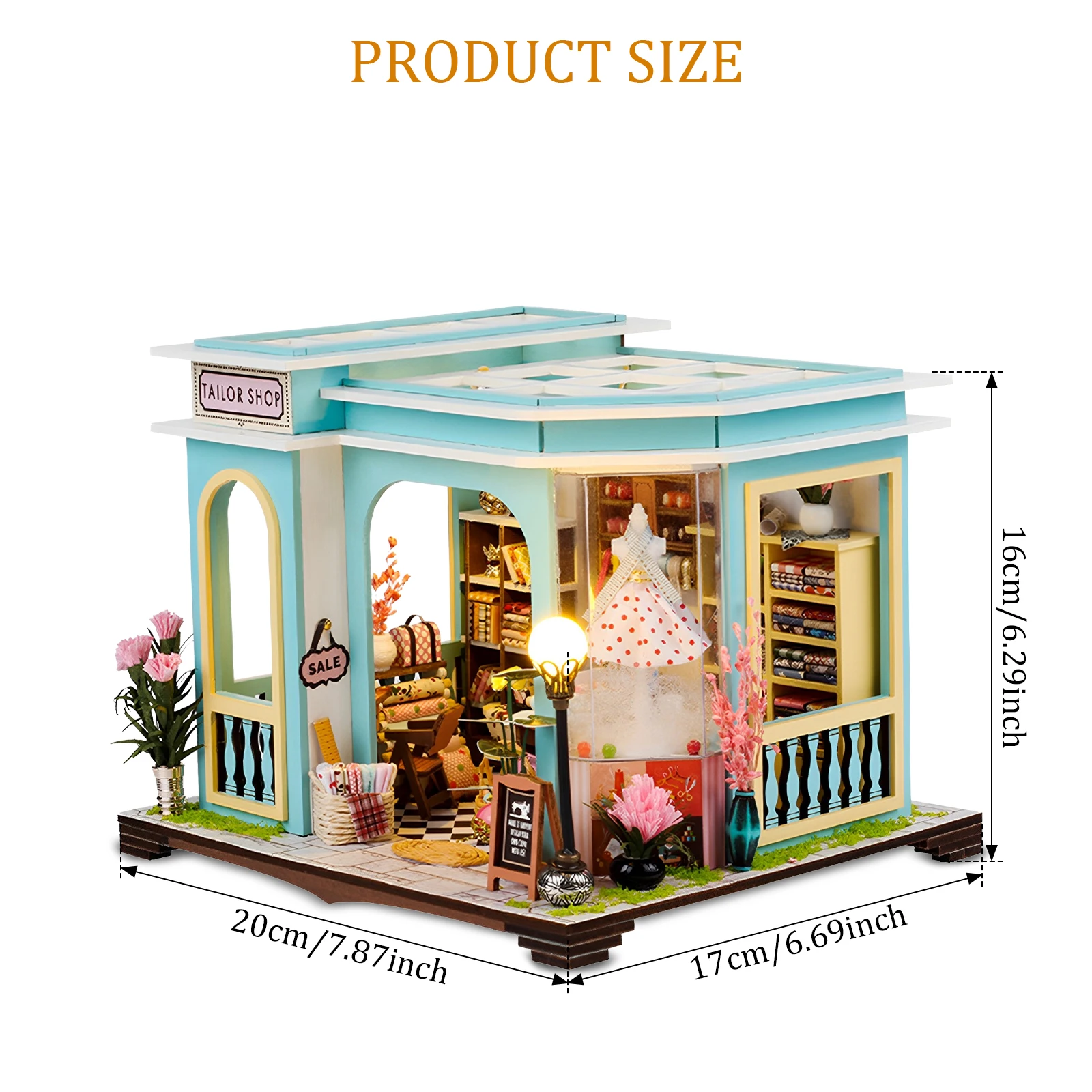 DIY Miniature Dollhouse Assembly Kit Home Table Decor Wood Miniature House Ornaments with LED Light for Bookend Bookshelf Decor