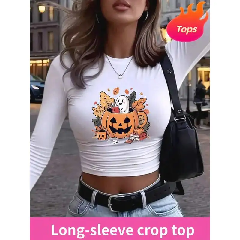 2026 New Autumn Winter Fashion Women'S Y2K Long Sleeve High Waist T-Shirt, Retro Individual Cute Sty,Fall Clothes For Women,Tops