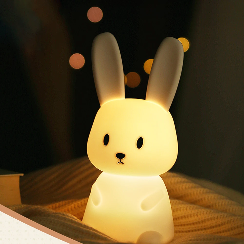 Luce notturna a LED con oscuramento e Timer lampada da notte coniglio lampada da comodino ricaricabile USB per ragazzi e ragazze bambini