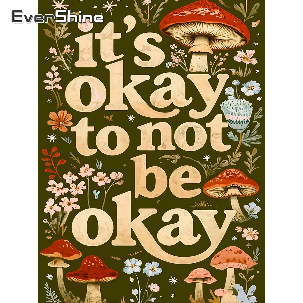Evershine Diamant-Gemälde, Pilz-Bastelset, Mosaik-Text, Cartoon-Set, Strasssteine, Stickerei, Blume, handgefertigtes Geschenk