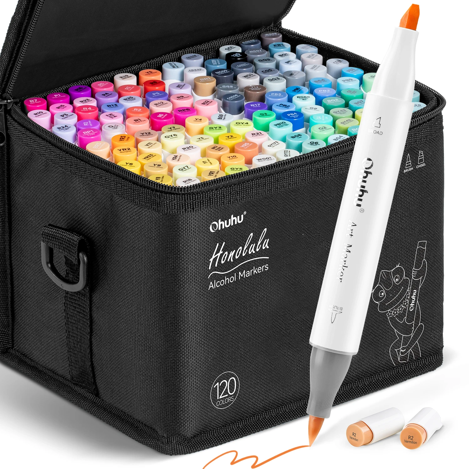 Ohuhu Honolulu 120-kleuren markeerstiftset Alcohol Art Markers Hervulbare Dual Tips Schetsen Tekening Manga School Art Supplies - afbeelding 2