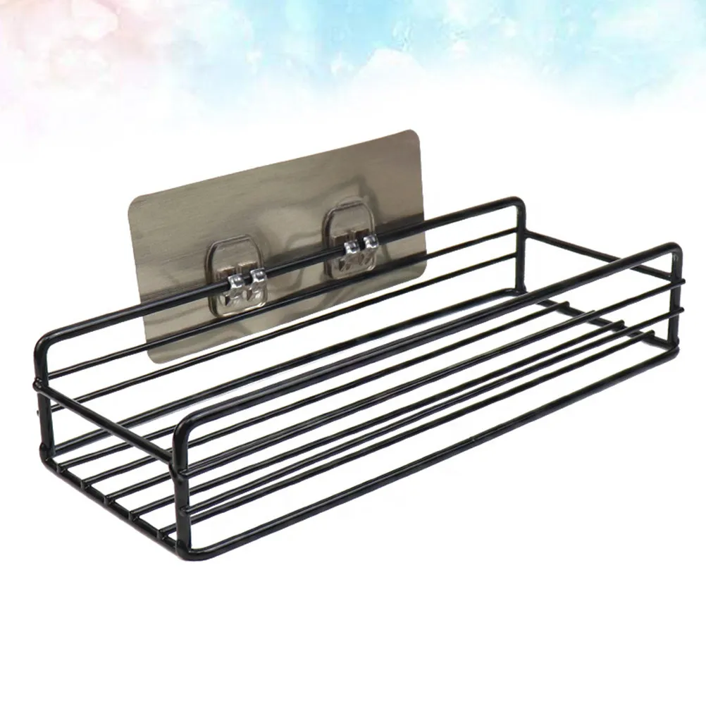 

Металлическая настенная полка для кухни и ванной, черная, квадратная, многофункциональная, для туалетных принадлежностей, сухого шампуня и мыла