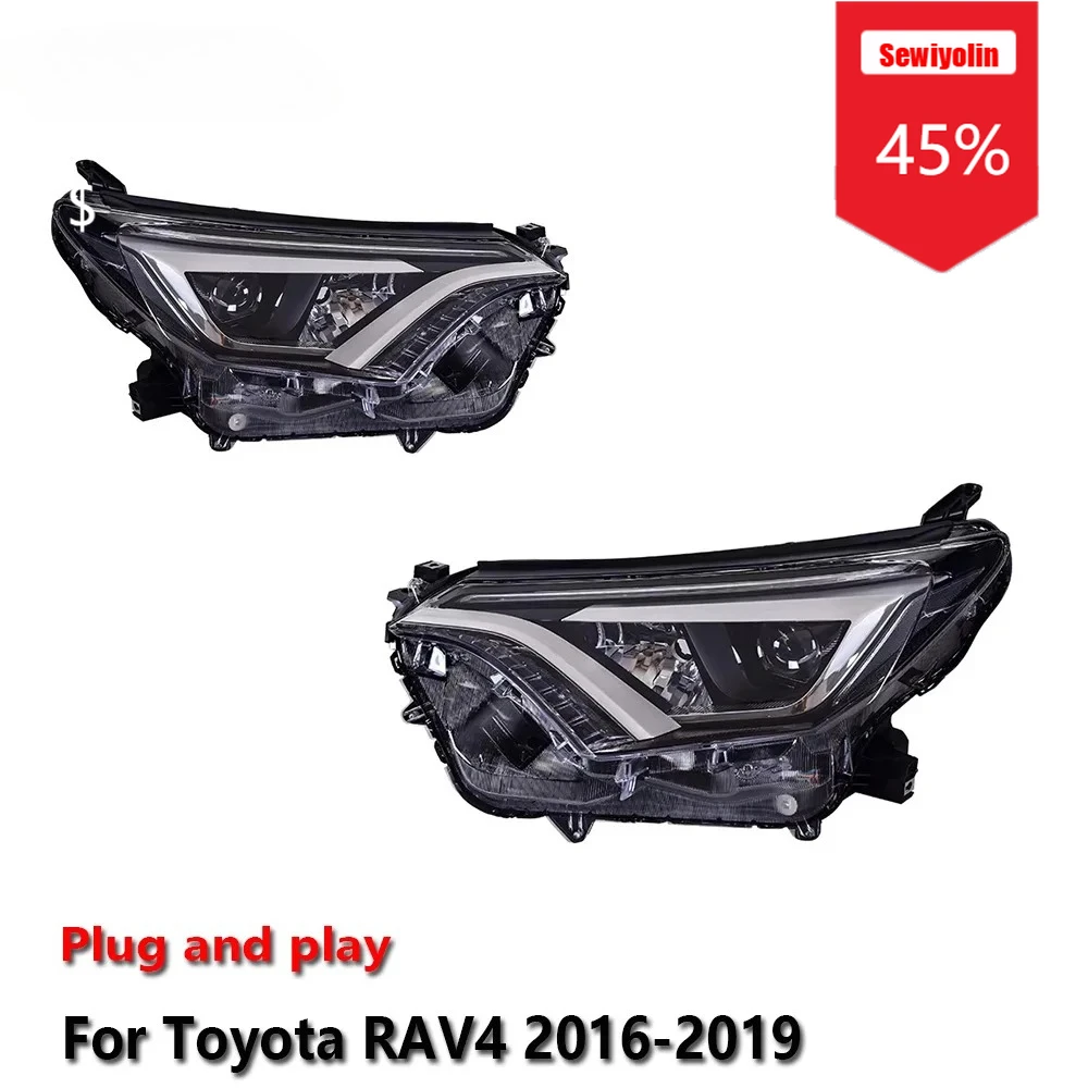 

Sewiyolin Car LED Headlight Assemblies For Toyota RAV4 2016-2019 Fog DRL Brake Turn Signal Lamp Plug and Play