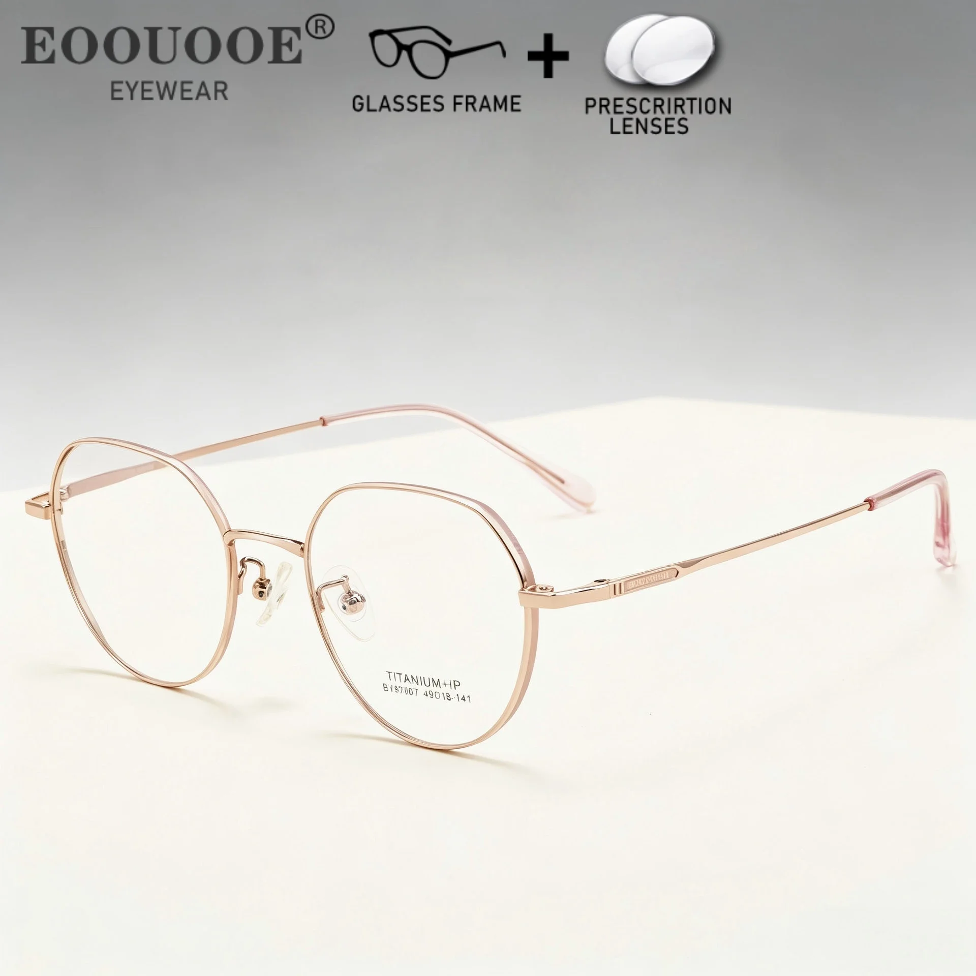 Polygon Retro Titanium Small Size Glasses Woman Teenager Corrected Visual Acuity Single View Myopia Lenses Aspherical