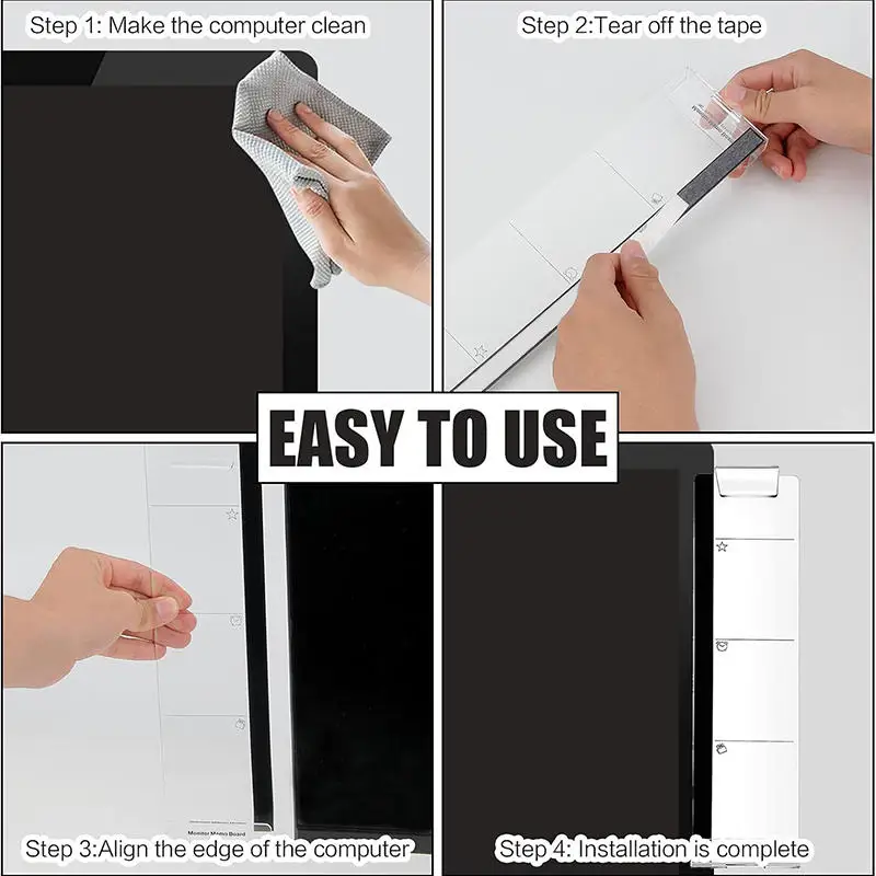 

Useful Acrylic Monitor Message Memo Board Transparent Tabs Office Computer Screen Notes Supplies Side Sticker