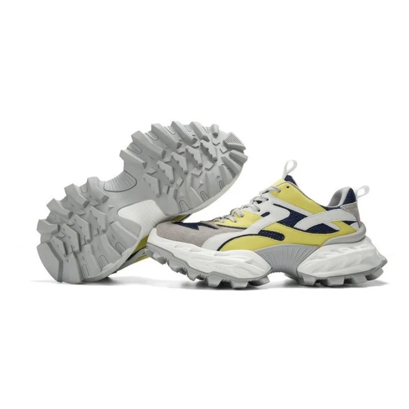 Retro Style Thick-soled Contrasting Dad Shoes Breathable Single Round Head Lace-up Casual Sports Sneakers Ins Fashion