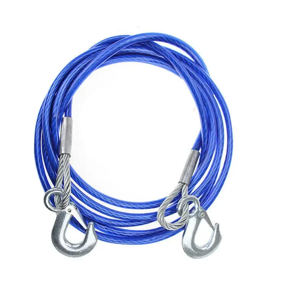 Tow Recovery Hook Rope 5 Ton Capacity 4 Meter for Steel Cable Blue Rubber Coating Reliable Towing Performance