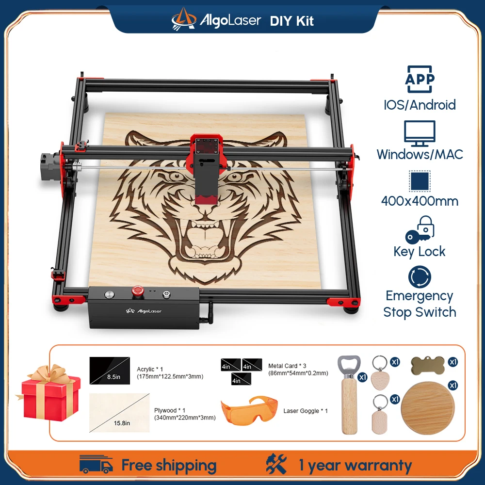 AlgoLaser DIY Kit Laser Engraving Machine 5W Offline Control Metal Laser Engraver CNC Router MDF Acrylic Acid Cutting Machine