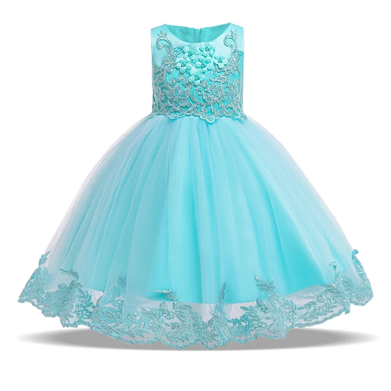 Pageant Flower Birthday Princess Dress For Girls Children Clothing Girls Party Dresses Elegant Wedding Gown Sleeveless 3-10 Year