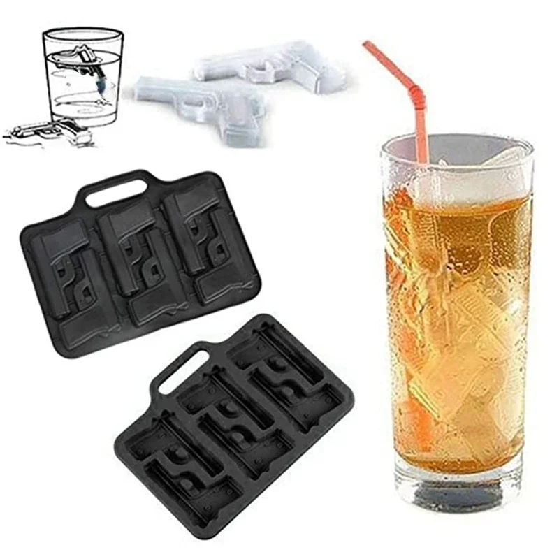 Gun Bullet Skull Ice Cube Maker DIY Bullet Ice Cube Tray Chocolate Mold Home Bar Accessories Whiskey Wine Ice Cream Tool