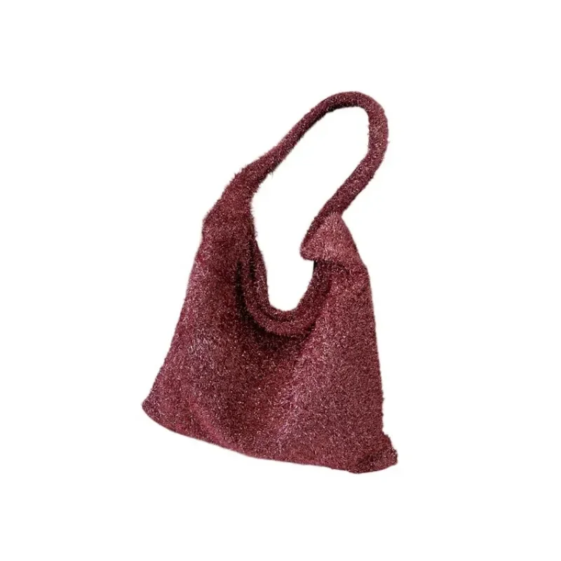 Bolsa tote feminina com fivela de veludo, cor sólida, macia, grande capacidade, inverno, 2025, venda quente, moda simples, bolsa de ombro