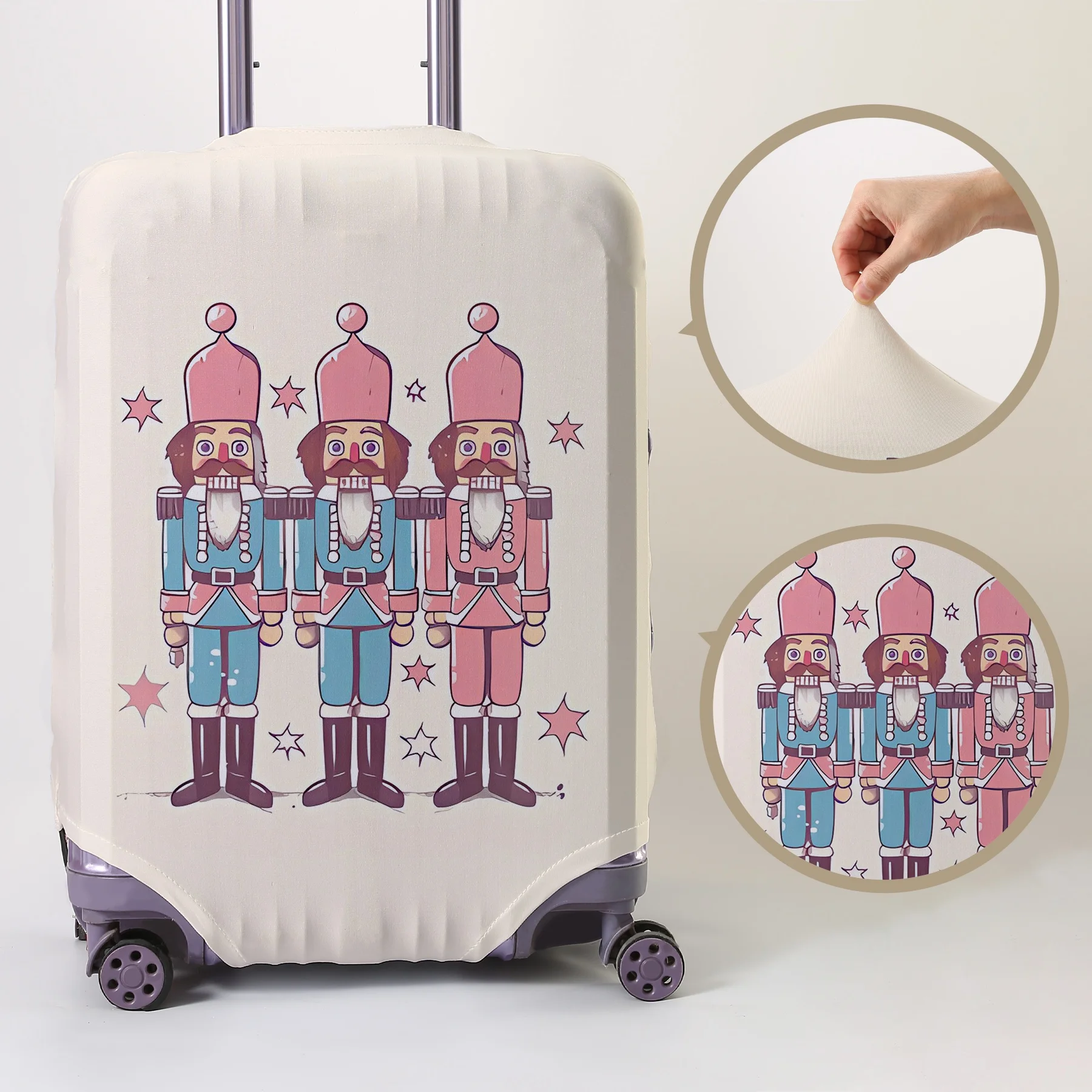 

Pink and blue walnut clip pattern luggage protection cover, suitable for 18-32 inch luggage covers, luggage handle gloves, trave