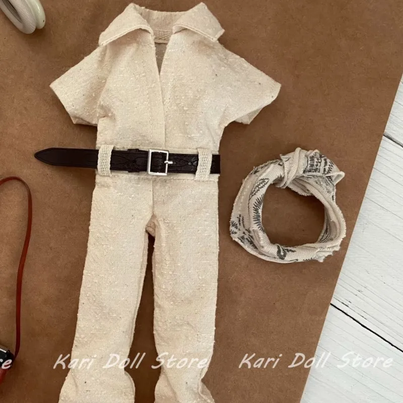 

2026 Kari Doll Clothes and skirts Off-white personalized shirt and jumpsuit set with belt and scarf for Landazz Landoudou Doll