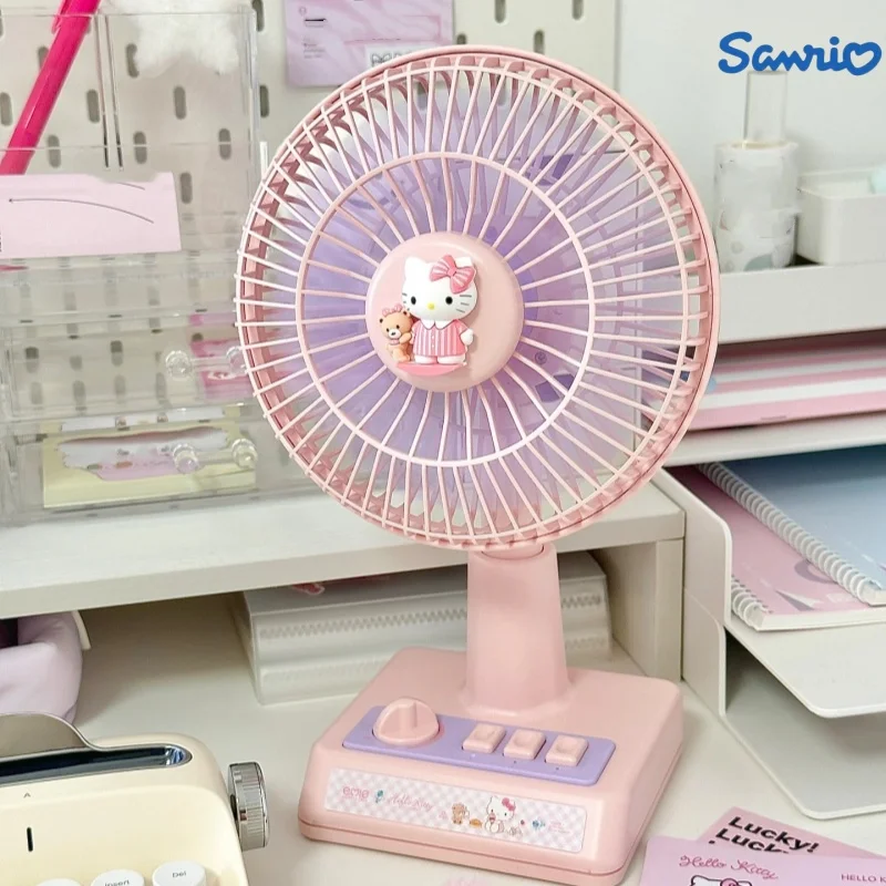 

Sanrioed Cinnamoroll Summer Desktop Fan Cute Cartoon Shaking Head Silent Usb Fan Kawaii Anime Office Ornament Desktop Girl Gift