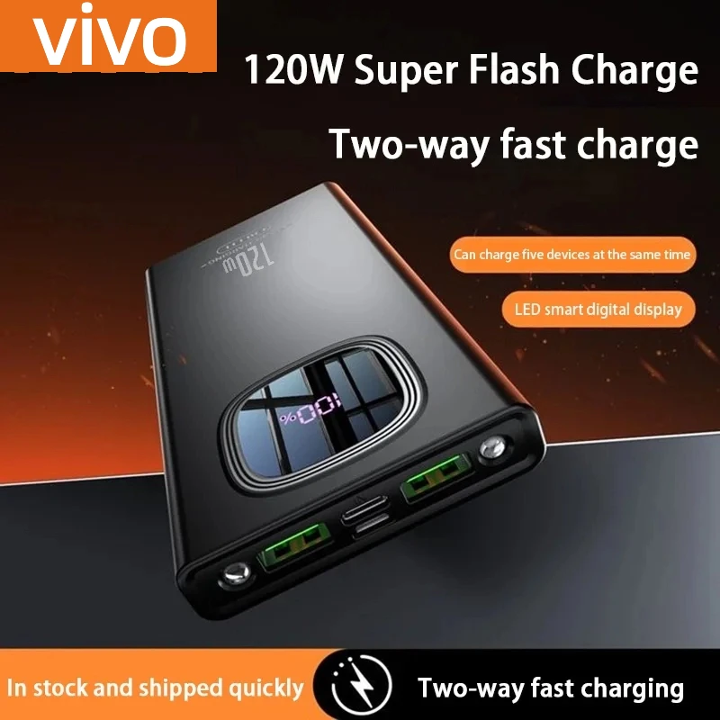 VIVO 200000mAh قوة البنك 120W شحن سريع سعة كبيرة LED شاشة ديجيتال بطارية خارجية محمولة آيفون سامسونج